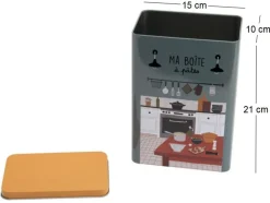 Boîte à pâtes en métal avec imprimés