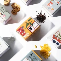 Boîte à pâtes en métal avec imprimés