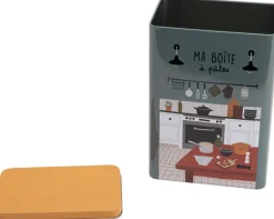 Boîte à pâtes en métal avec imprimés