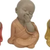 Bouddha décoratif voit entend et parle Pastel (Lot de 3)