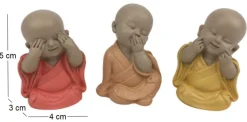 Bouddha décoratif voit entend et parle Pastel (Lot de 3)