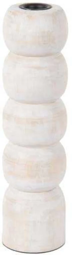 Bougeoir en bois de manguier Modelar Large (Blanc)