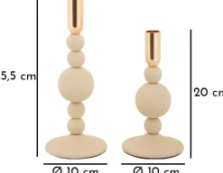 Bougeoir en métal Aster (Lot de 2) (Crème et doré)
