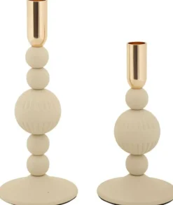Bougeoir en métal Aster (Lot de 2) (Crème et doré)