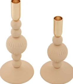 Bougeoir en métal Aster (Lot de 2) (Rose et doré)