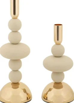 Bougeoir en métal Galaxy (Lot de 2) (Crème et doré)