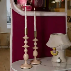 Bougeoir en métal Gemini (Lot de 2) (Rose et doré)