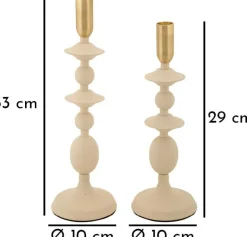 Bougeoir en métal Gemini (Lot de 2) (Crème et doré)