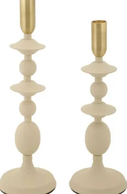 Bougeoir en métal Gemini (Lot de 2) (Crème et doré)