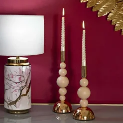 Bougeoir en métal Holder (Lot de 2) (Rose et doré)