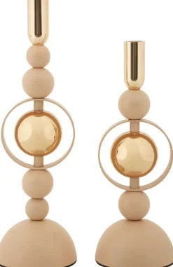 Bougeoir en métal Saturne (Lot de 2) (Rose et doré)