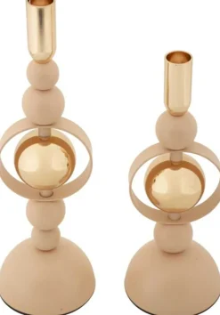 Bougeoir en métal Saturne (Lot de 2) (Rose et doré)