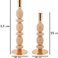 Bougeoir en métal Shuttle (Lot de 2) (Rose et doré)