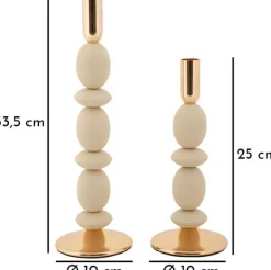 Bougeoir en métal Shuttle (Lot de 2) (Crème et doré)