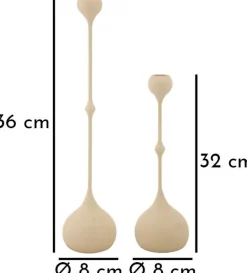 Bougeoir en métal Slimmy (Lot de 2) (Crème et doré)