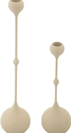Bougeoir en métal Slimmy (Lot de 2) (Crème et doré)