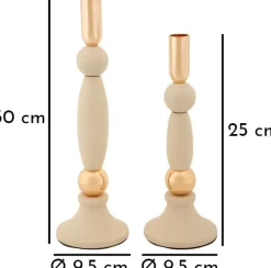 Bougeoir en métal Strek (Lot de 2) (Crème et doré)