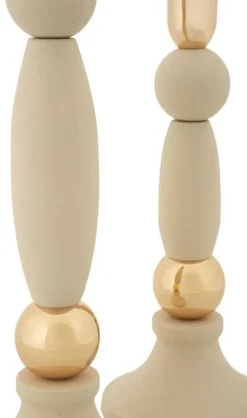 Bougeoir en métal Strek (Lot de 2) (Crème et doré)