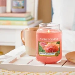 Bougie jarre en verre senteur rose et abricot (Moyen modèle)