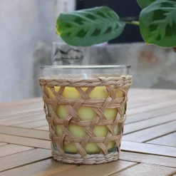 Bougie à la citronnelle pot décoratif en rotin