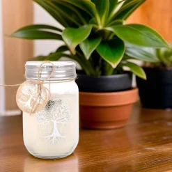 Bougie Mason Jar Tree of Life 12 cm