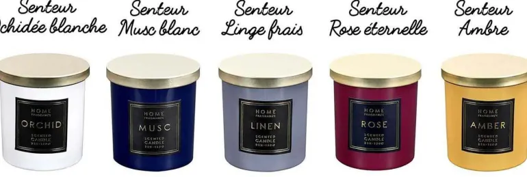 Bougie parfumée couvercle en métal Fragrance 9 cm (Lot de 5)