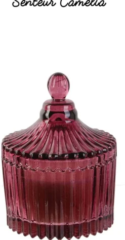 Bougie parfumée écrin en verre Bohème 6.5 x 9 cm (Prune)