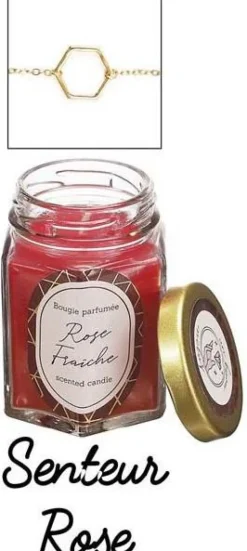 Bougie parfumée en bocal avec bijou surprise (Rose fraîche)