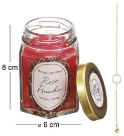 Bougie parfumée en bocal avec bijou surprise (Rose fraîche)