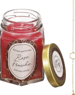 Bougie parfumée en bocal avec bijou surprise (Rose fraîche)