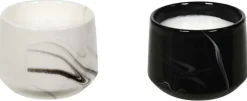 Bougie parfumée pot en dolomite effet marbre (Lot de 2) (8 x 11 cm)