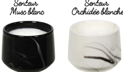 Bougie parfumée pot en dolomite effet marbre (Lot de 2) (8 x 11 cm)