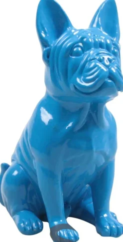 Bouledogue français en résine 20 cm (Bleu)