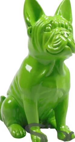 Bouledogue français en résine 20 cm (Vert)