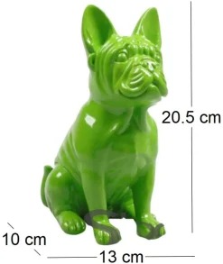Bouledogue français en résine 20 cm (Vert)