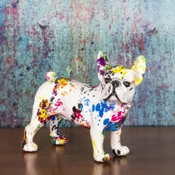 Bouledogue français en résine Graffiti (Tâches de peinture Tâches de peinture)