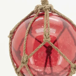 Boule en verre avec corde 12.5 cm (Rouge)
