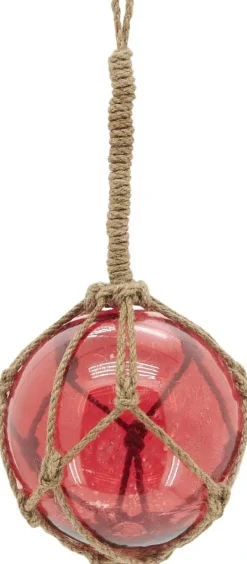 Boule en verre avec corde 12.5 cm (Rouge)