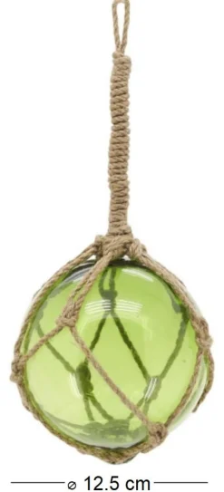Boule en verre avec corde 12.5 cm (Vert)
