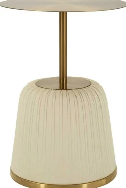 Bout de canapé en métal Egle 40 x 55 cm (Blanc et Doré)
