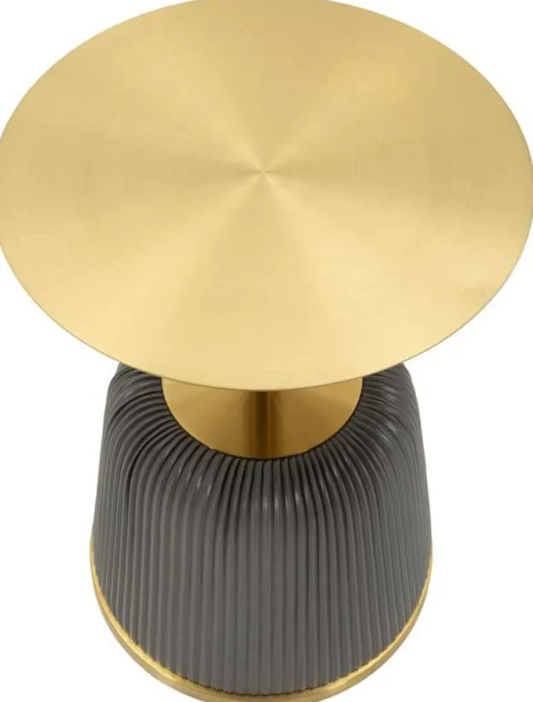 Bout de canapé en métal Egle 40 x 55 cm (Gris et Doré)