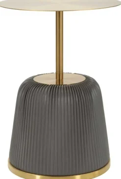Bout de canapé en métal Egle 40 x 55 cm (Gris et Doré)