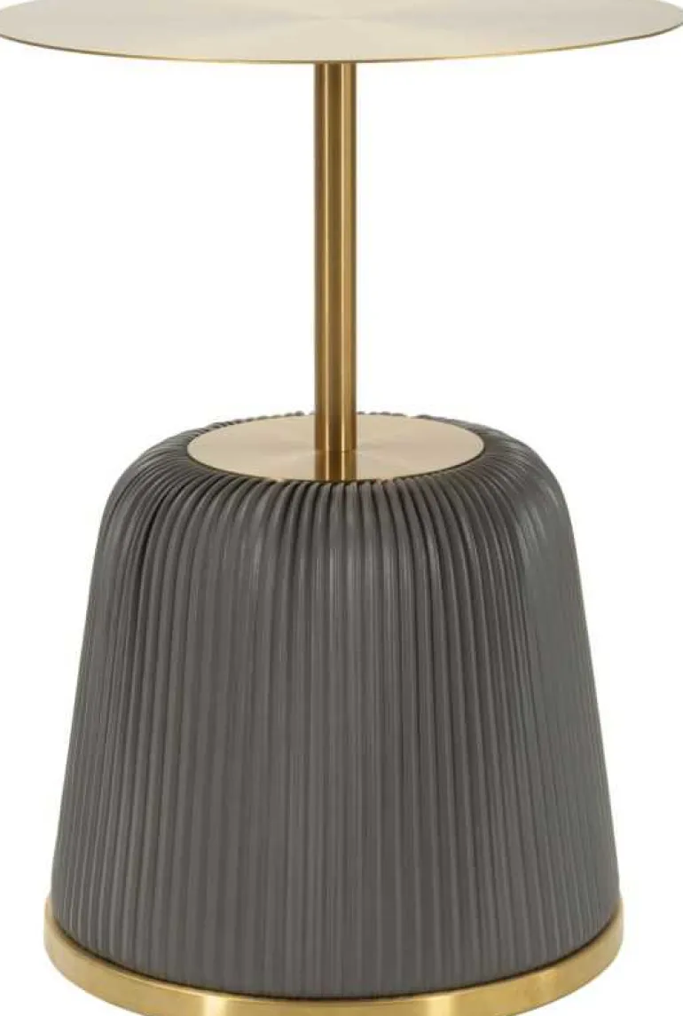 Bout de canapé en métal Egle 40 x 55 cm (Gris et Doré)