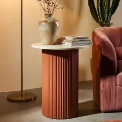 Bout de canapé en métal et marbre artificiel Frankfurt (Modèle 1)