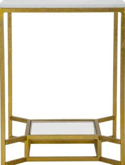 Bout de canapé en métal plateau imitation marbre Double 47 x 47 x 60 cm
