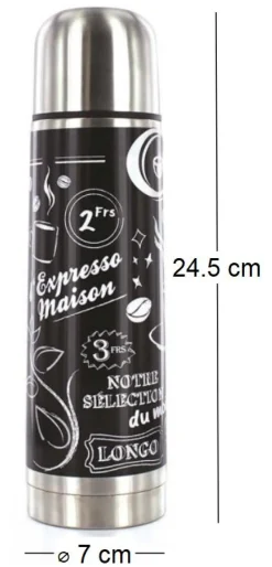 Bouteille de transport en inox 450 ml (Noir)