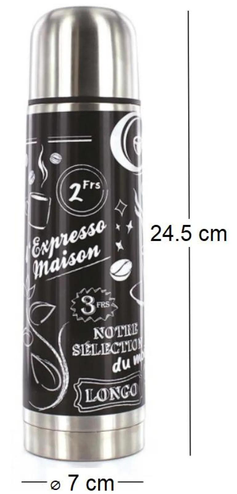 Bouteille de transport en inox 450 ml (Noir)