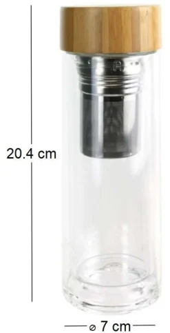 Bouteille de transport en verre double paroi avec infuseur à thé