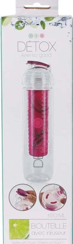 Bouteille détox avec infuseur intégré 650 ml (Rose)