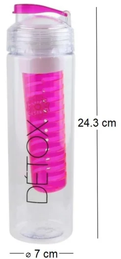 Bouteille détox avec infuseur intégré 650 ml (Rose)